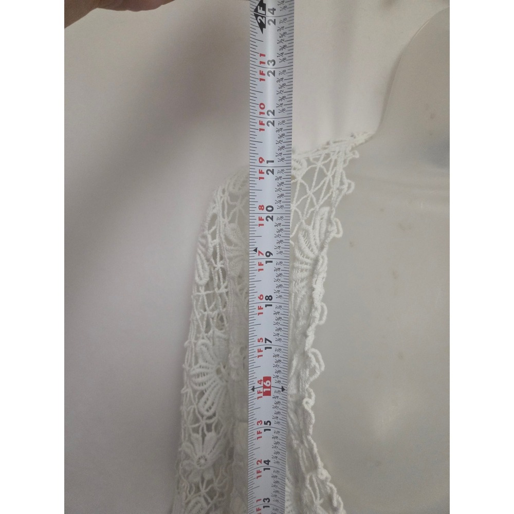 Jones New York Signature White Crochet Lace Tie-Front Cardigan Boho Floral L - Picture 4 of 5
